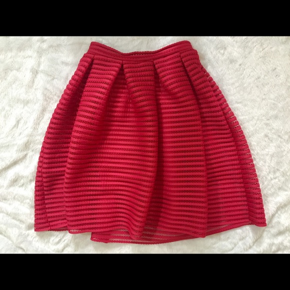 Small 3 Maje jam red skirt mesh bubble flare midi - Picture 4 of 7